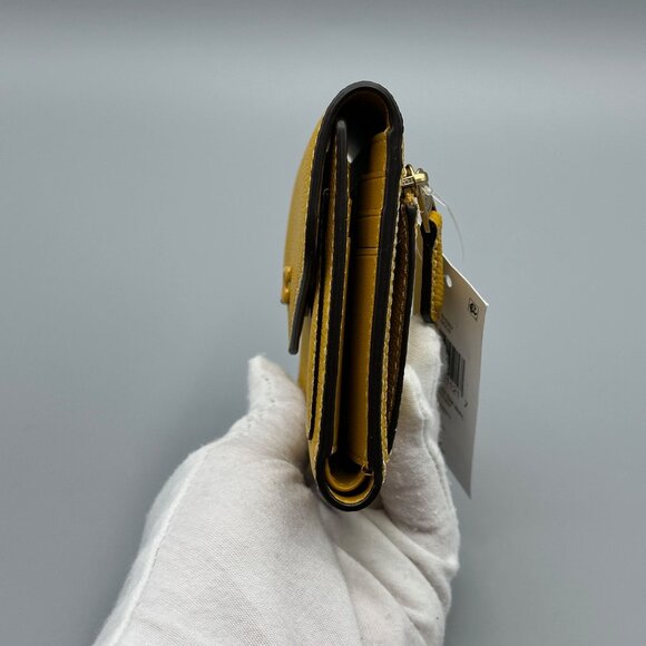 Coach CH808 Yellow Gold Wyn Small Crossgrain Leather Envelope Wallet NWT - Picture 2 of 16